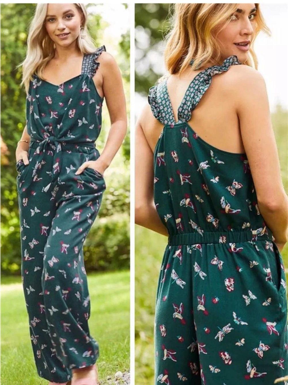 NWT Matilda Jane Evergreen Dream Ruffle Hummingbird Jumpsuit Small - Picture 1 of 6